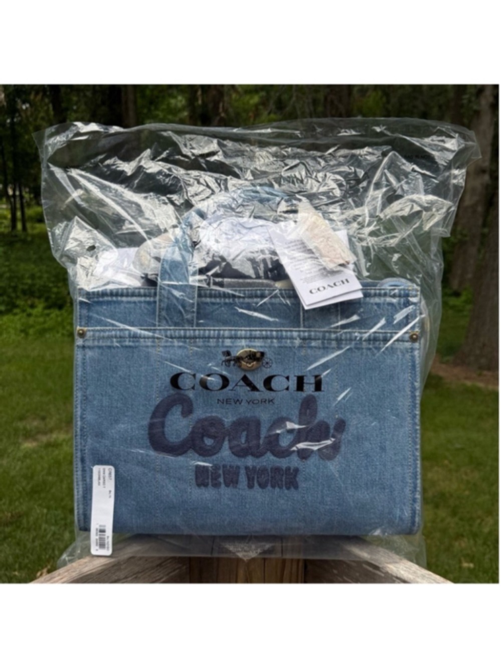 NEW Coach 13.5” Faded Denim Cargo Tote Indigo Blue CR657 NWT - Picture 1 of 16